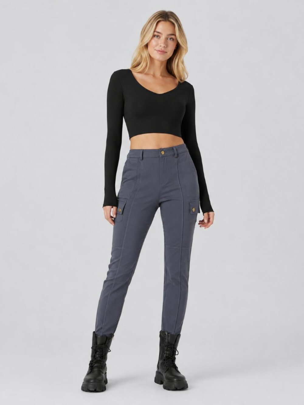 Halara DayStretch High Waisted Skinny Utility Cargo Pant Gray Small #A4035